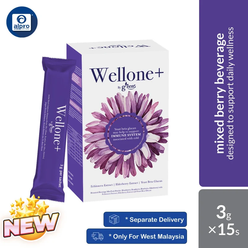 Greens Wellone+ Echinacea Mixed Berries Drink with Yeast Beta-Glucan 3g 15s | Designed To Support Daily Wellness