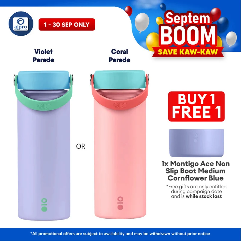 Montigo Palette Parade Ace Mega (Violet/ Coral) Parade 530mL | Playful Vibrant Hues & Double-Wall Vacuum Insulation
