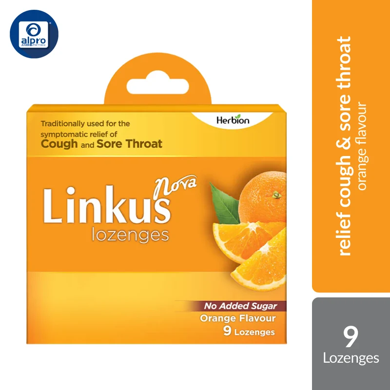 Linkus Nova Orange Lozenges 9s | Relief Cough & Sore Throat