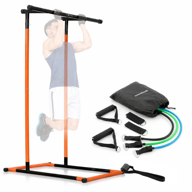 Pakkaus leuanvetoteline Fitness ja vastuskuminauhasetti tarvikkeilla ja harjoitusopas InnovaGoods