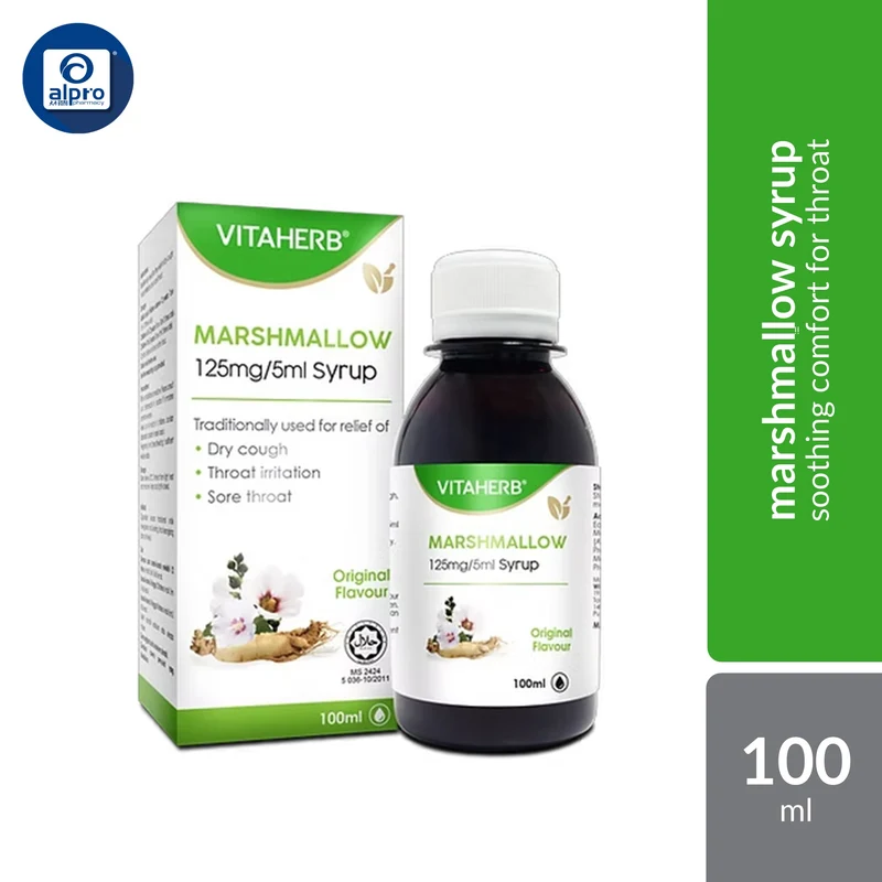 Vitaherb Marshmallow 125mg/5ml Syrup 100ml | Soothing Comfort For Throat