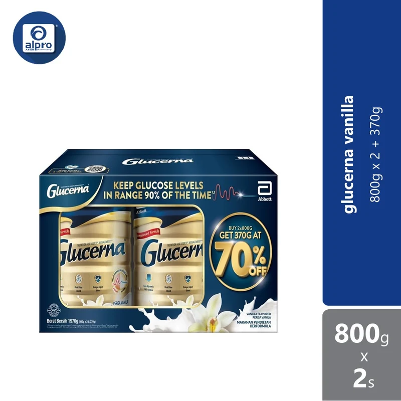 Abbott Glucerna Vanilla 800g x2 + 370g x1 Vanilla | Complete & Balanced Nutrition