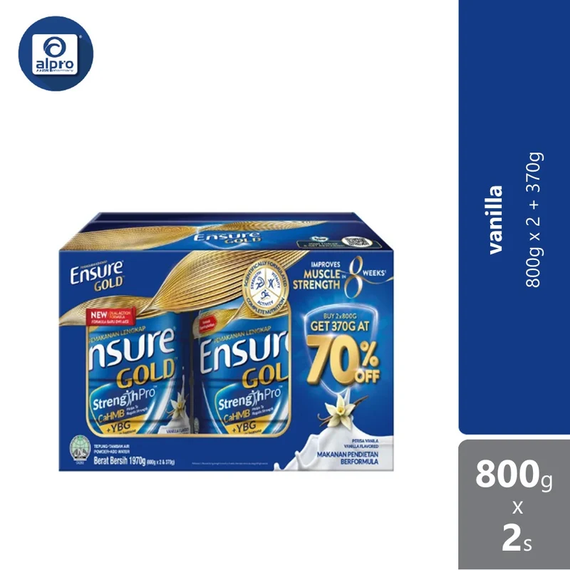 Abbott Ensure Gold Van 800gx2 Vp 370g Vanilla | Improves Strength & Muscle