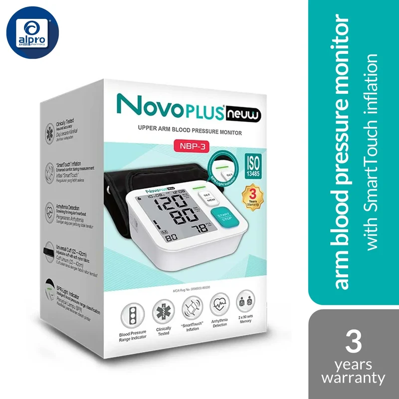 Novoplus neuw NBP-3 Upper Arm Blood Pressure Monitor | with SmartTouch Inflation