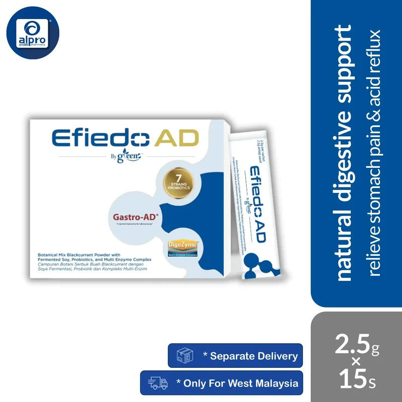 GREENS Efiedo AD Gastric Relief Powder 2.5g ×15s | Helps Relieve Stomach Pain & Acid Reflux