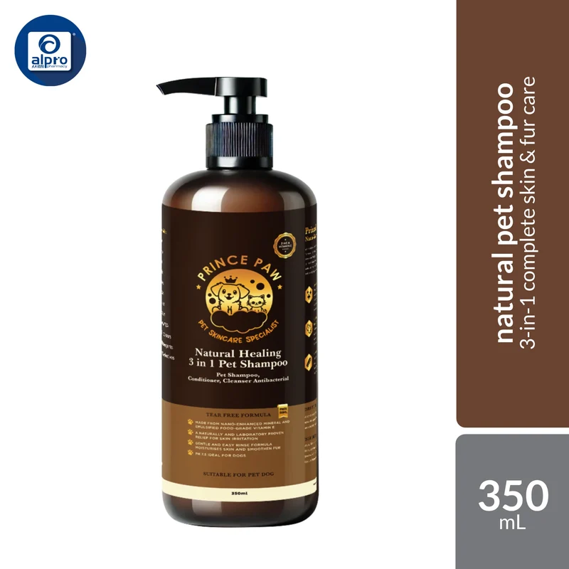 Prince Paw 3-In-1 Pet Shampoo 350 mL | Gentle & Safe for Regular Use