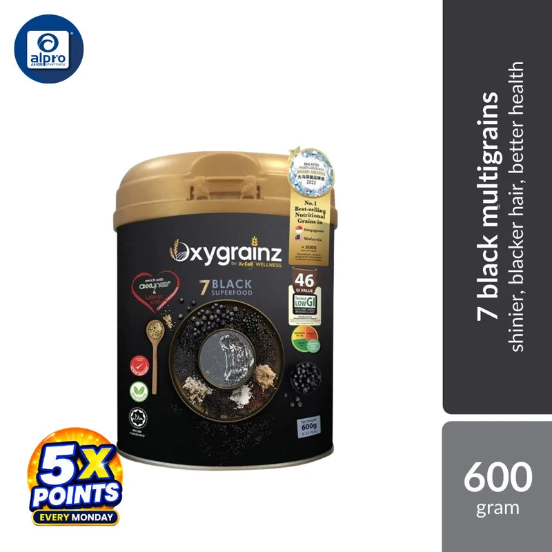 ItsColl Oxygrainz Black Complete Whole Grain Nutrition Drink 600g | Supports Hair Growth & Darker Hair