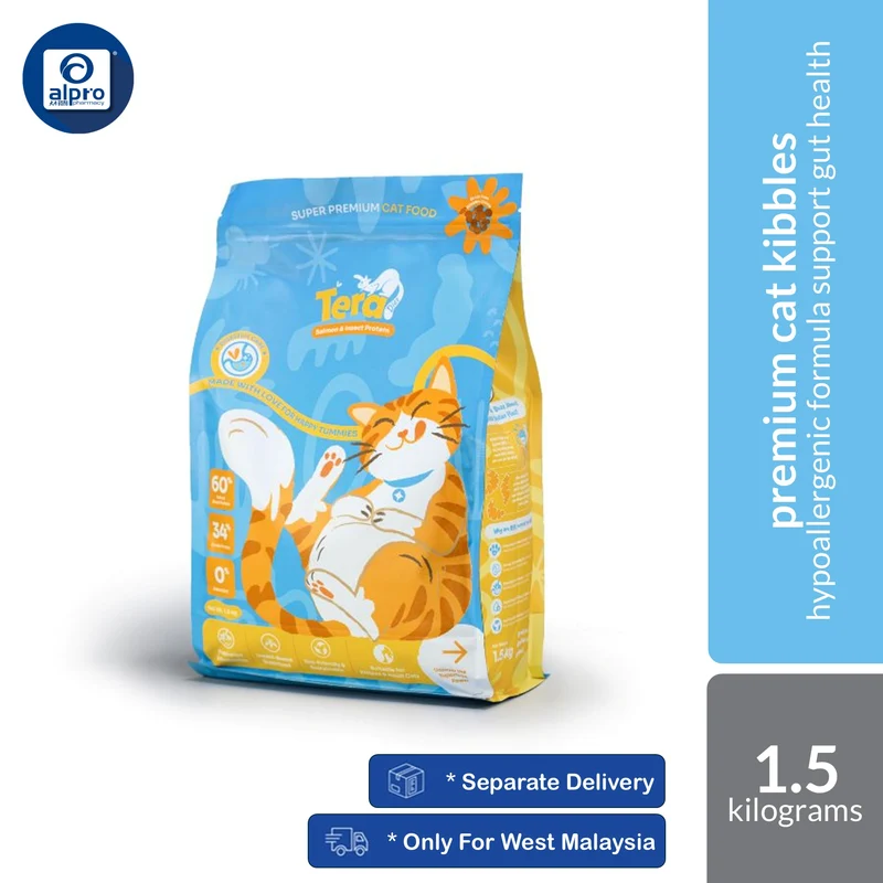 Tera Diet Super Premium Salmon & Insect Hypoallergenic Cat Kibbles 1.5kg | Ideal Choice for Cats with Food Allergies