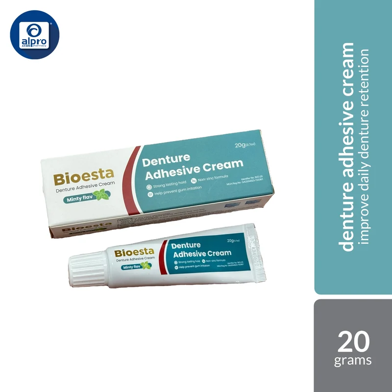 Bioesta Adhesive Denture Cream 20g | Improve Daily Denture Retention