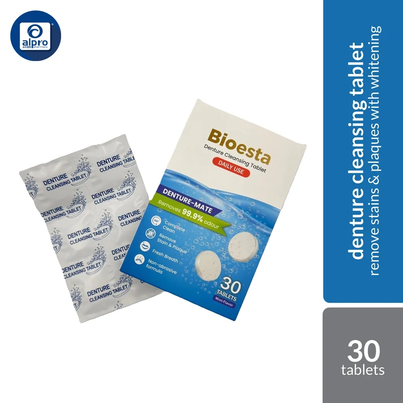 Bioesta Denture Cleansing Tablet (Daily) 30s | Remove Daily Stains & Plaques with Whitening Effect