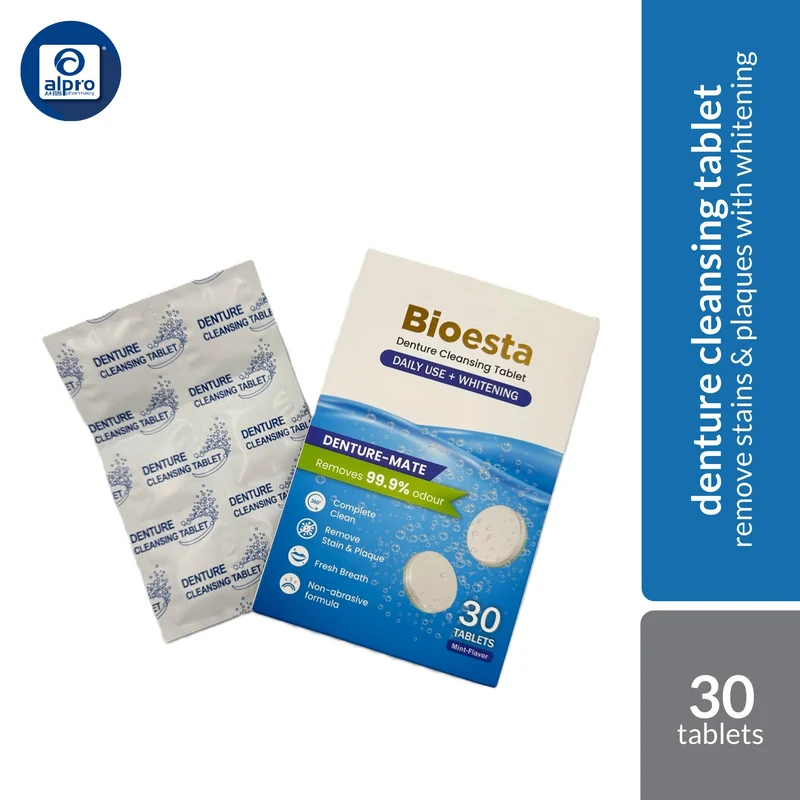 Bioesta Denture Cleansing Tablet (Daily +Whitening) 30s | Remove Daily Stains & Plaques