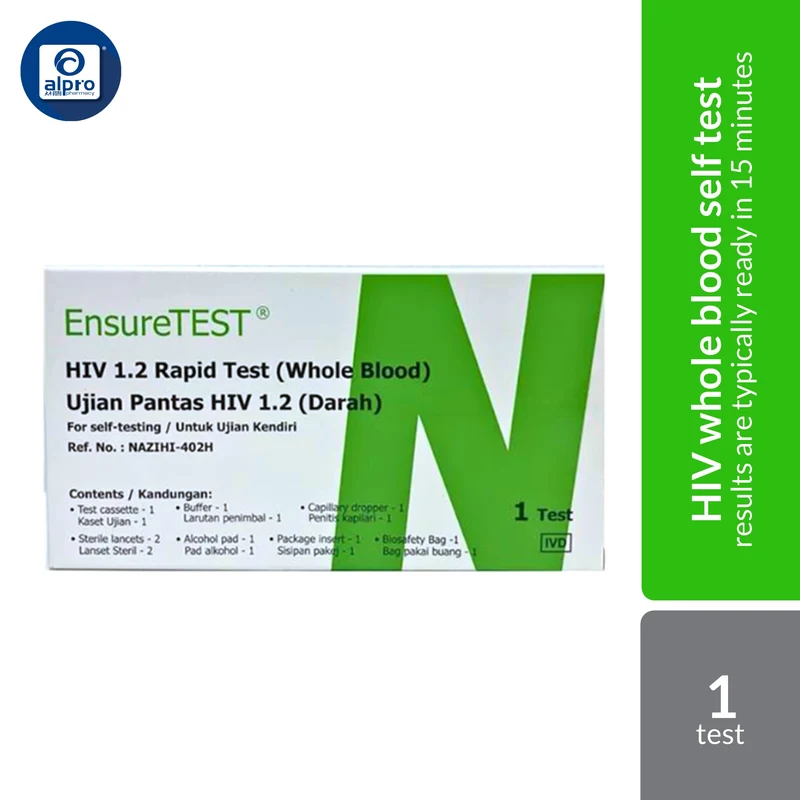 EnsureTEST HIV Self-Test (Whole Blood) Kit 1s | Results Are Typically Ready In 15 Minutes
