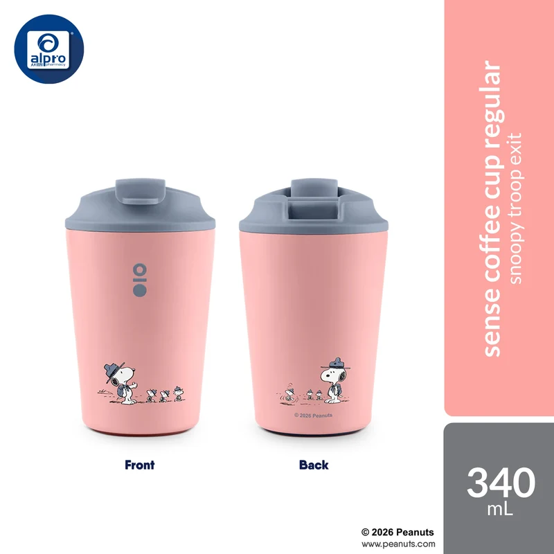 Montigo Sense Coffee Cup Regular Peanuts Playbook Collection (Snoopy Stands Up / Snoopy Troop Exit) 340mL