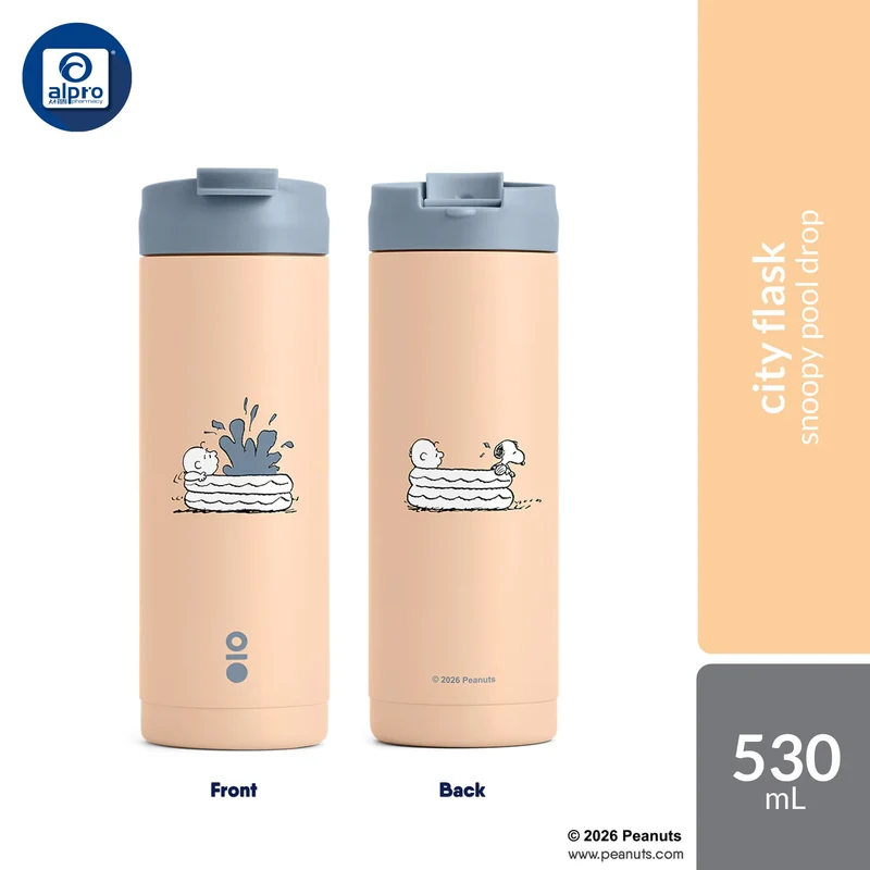 Montigo City Flask Peanuts Playbook Collection (Snoopy Shot Down / Snoopy Pool Drop) 530mL | Timeless Peanuts Moments