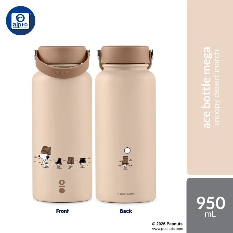 Montigo Ace Bottle Mega Peanuts Playbook Collection (Snoopy Desert March / Snoopy Snack Time) 950mL | Timeless Moments