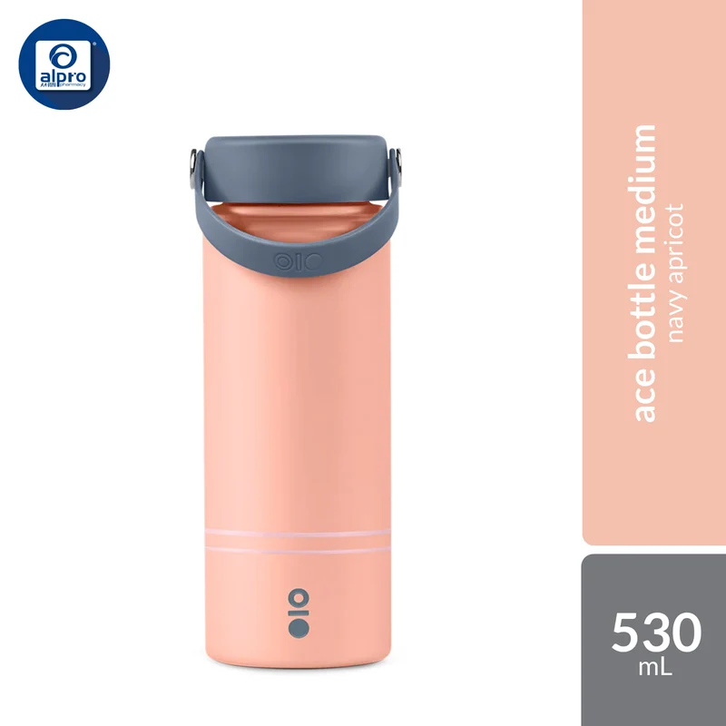 Montigo Ace Bottle Medium Retro Reel Collection (Navy Apricot / Apricot Mint / Celadon Pink / Gleam Ocean) 530mL