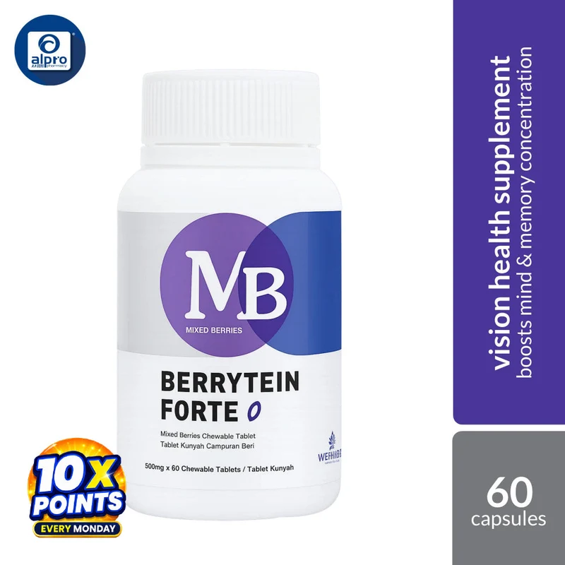 WeHealth Berrytein Forte 500mg 60s | Blackcurrant Extract for Eye & Cognitive Support