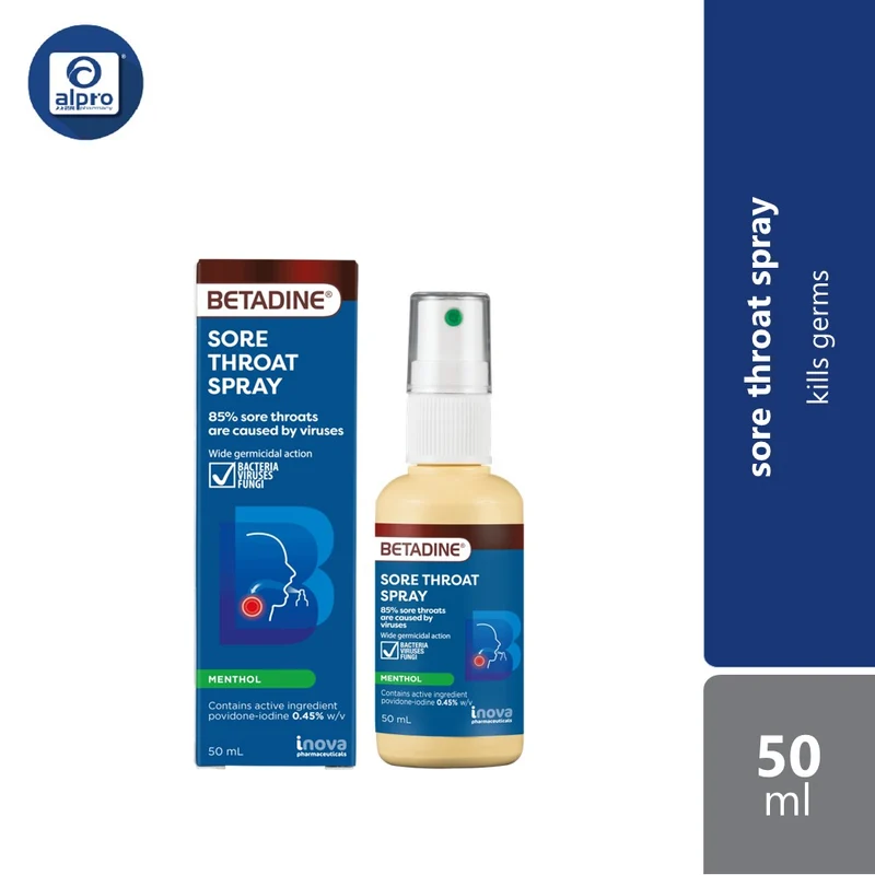Betadine Sore Throat Spray 50ml (New) | Kills Germs