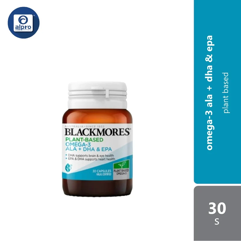 Blackmores Plant-Based Omega-3 Ala + Dha & Epa 30s | Support Heart, Brain, Eye Health