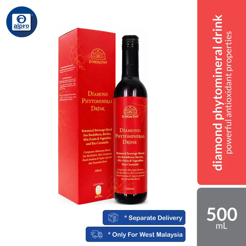 D'Healthy Diamond Phytomineral Drink 500mL | Botanical Beverage Mixed Sea Buckthorn, Berries, Mix Fruits & Vegetables