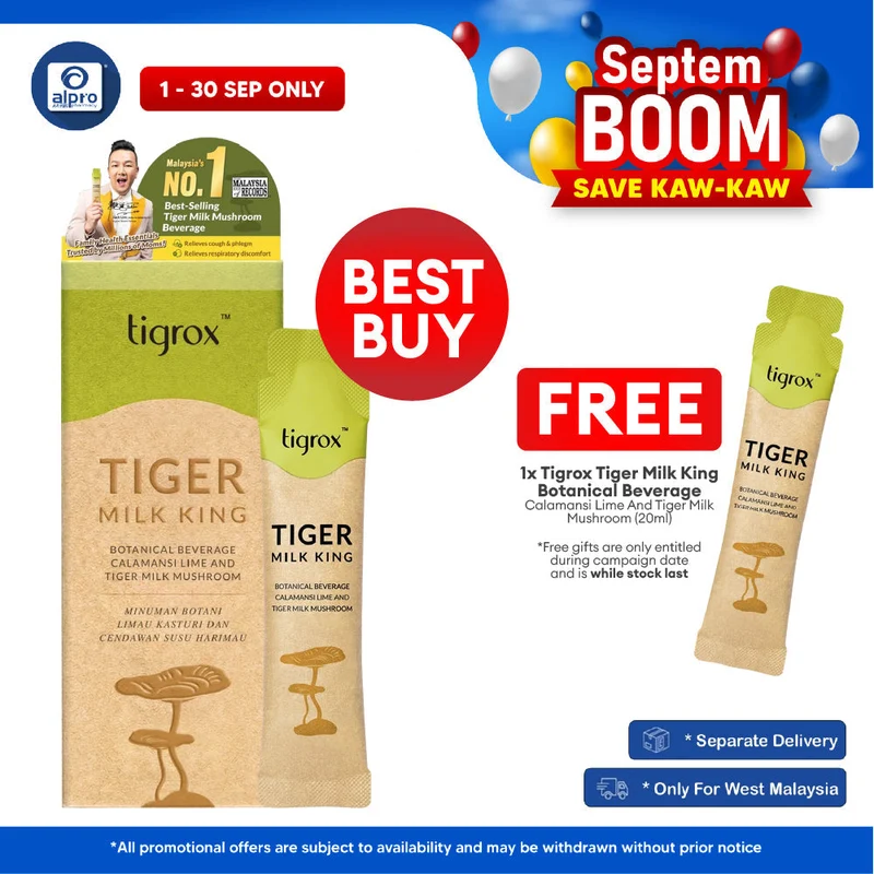 Tigrox Tiger Milk King Botanical Beverage Calamansi Lime & Tiger Milk Mushroom 20mL ×7s | Premium Botanical Beverage