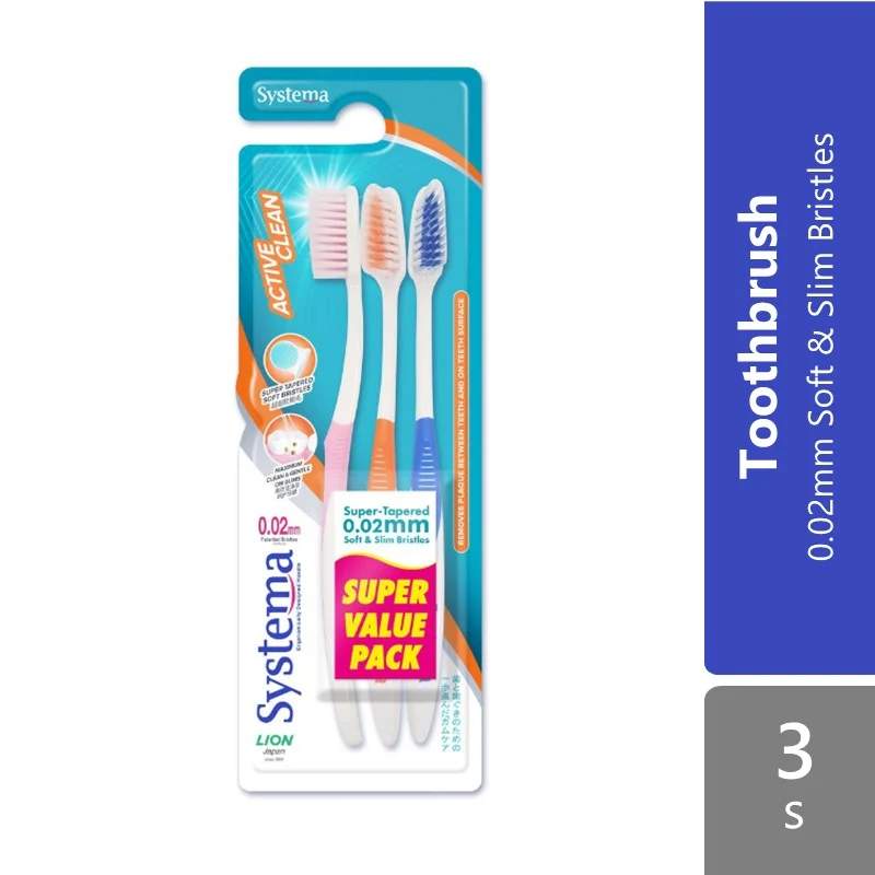 Systema Toothbrush Active Clean 0.02mm 3s | 0.02mm Soft & Slim Bristles