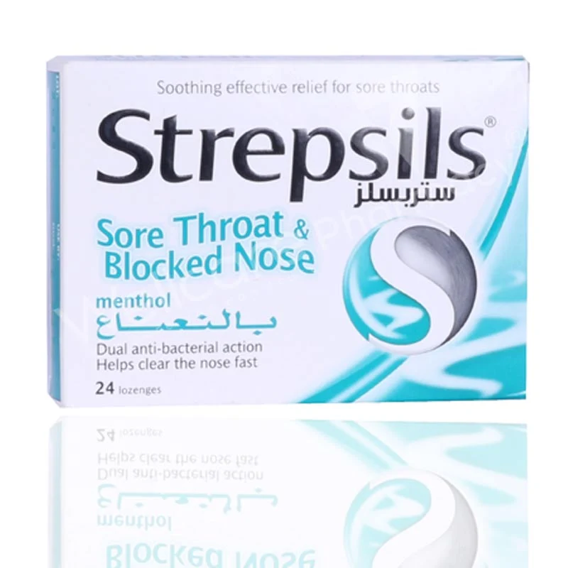 Strepsils Sore Throat & Blocked Nose Lozenges Menthol 24'S