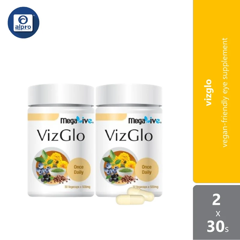 Megalive Vizglo 2x30s | Vegan-Friendly Eye Supplement