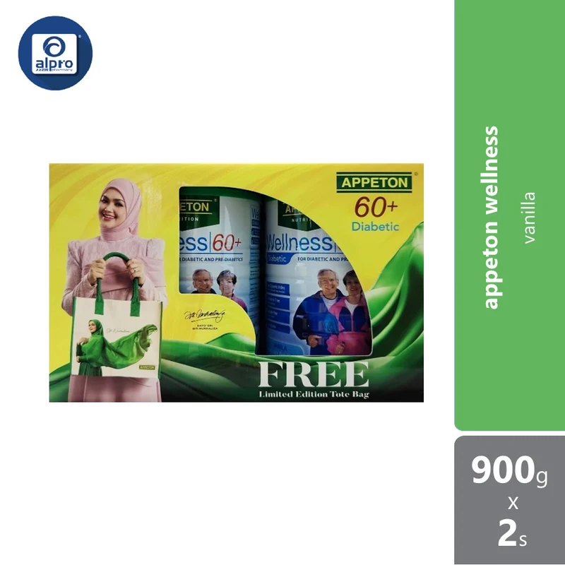 Appeton Wellness 60+ Diabetic Vanilla 900gx2 FOC Tote Bag (Exp Date: 07/2026)
