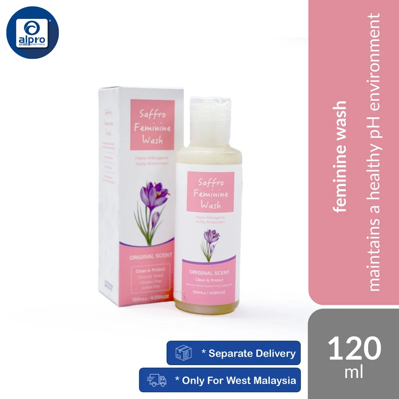 Saffro Feminine Wash 120mL | Anti-Bacterial & Hypoallergenic Intimate Cleanser