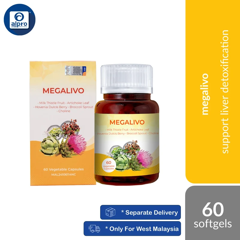 Megalivo 60s Milk Thistle, Artichoke, Broccoli Sprout Extract And Choline Extract | Supports Liver Health