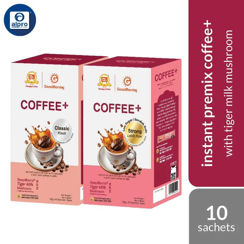 GoodMorning Coffee+ With Tiger Milk Mushroom (Classic / Strong) | Instant Premix Coffee with Creamer