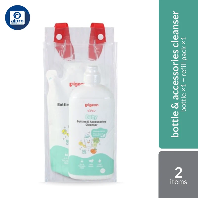 Pigeon 79811-12 Baby Bottles & Accessories Cleanser 500mL (Bottle) & 450mL (Refill) | Plant-Based Surfactant