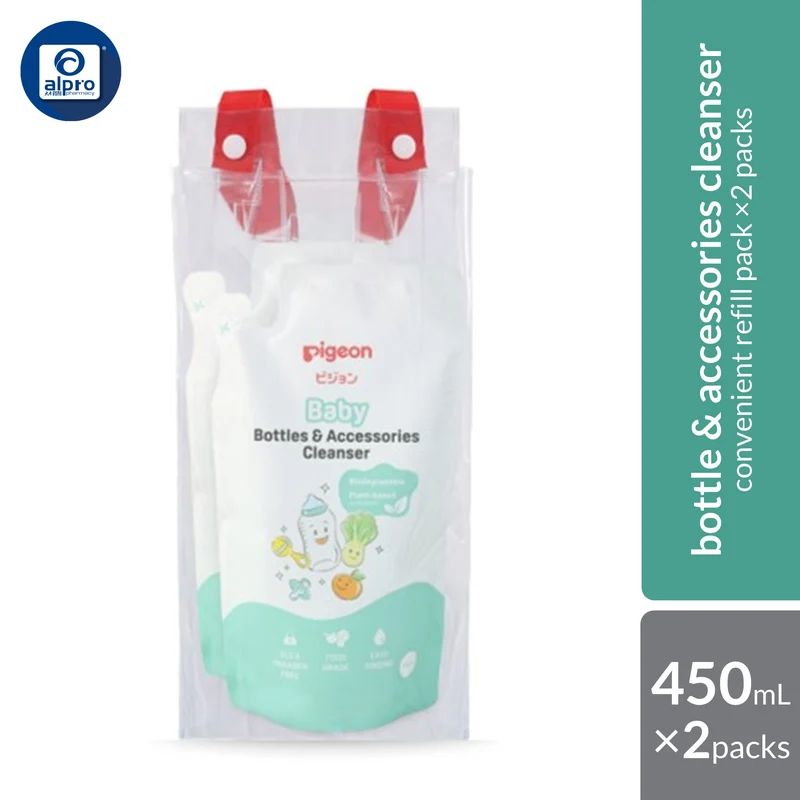 Pigeon 79812-2 Baby Bottles & Accessories Cleanser 450mL ×2s Refill | Plant-Based Surfactant Effectively Kill Bacteria &