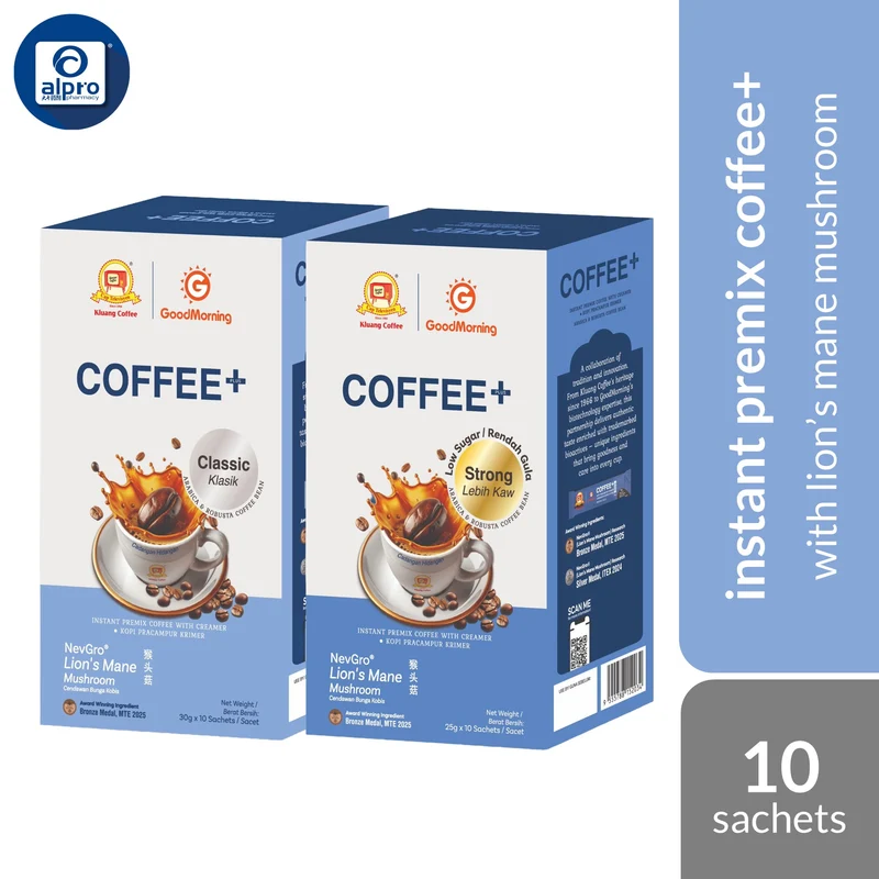 GoodMorning Coffee+ With Lion Mane Mushroom (Classic/ Strong) | Instant Premix Coffee with Creamer