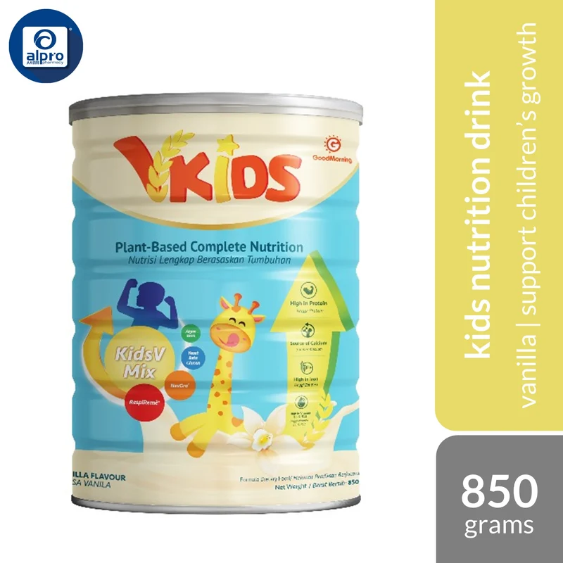 GoodMorning VKids Plant-Based Complete Nutrition Beverage for Children - Vanilla 850g | Daily Nutrition Support