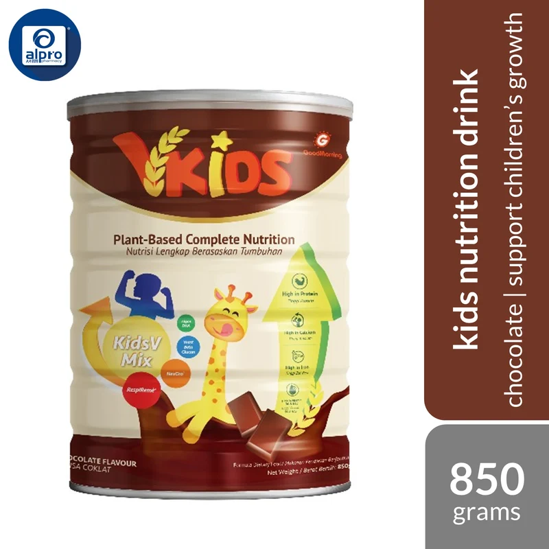 GoodMorning VKids Plant-Based Complete Nutrition Beverage for Children - Chocolate 850g | Daily Nutrition Support