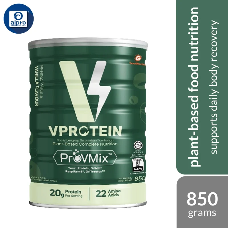 GoodMorning VProtein Plant-Based Complete Nutrition Vanilla Flavour 850g | High Protein Plant-Based Nutrition Drink