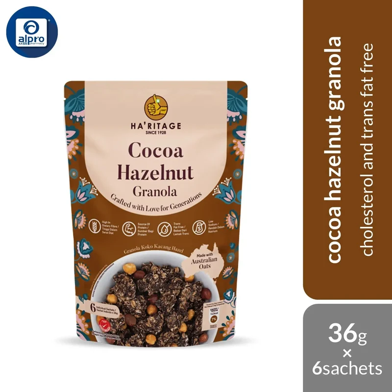 Haritage Cocoa Hazelnut Granola 216g (36g ×6s) | Cholesterol and Trans Fat Free