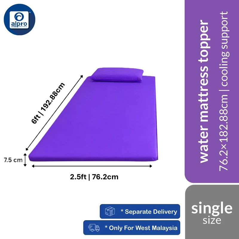 Oca H2C Water Mattress Topper Single (2.5ft × 6ft | 76.2cm × 192.88cm) | Cooling & More Comfortable Sleep Experience