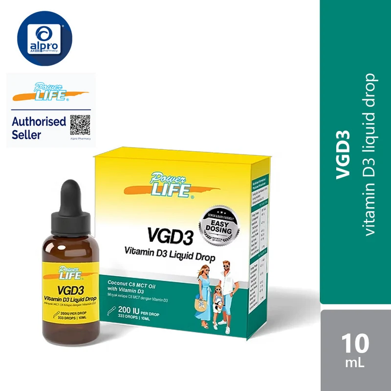 Powerlife VGD3 Vitamin D3 200 IU Liquid Drop 10ml | Practical Daily Supplement