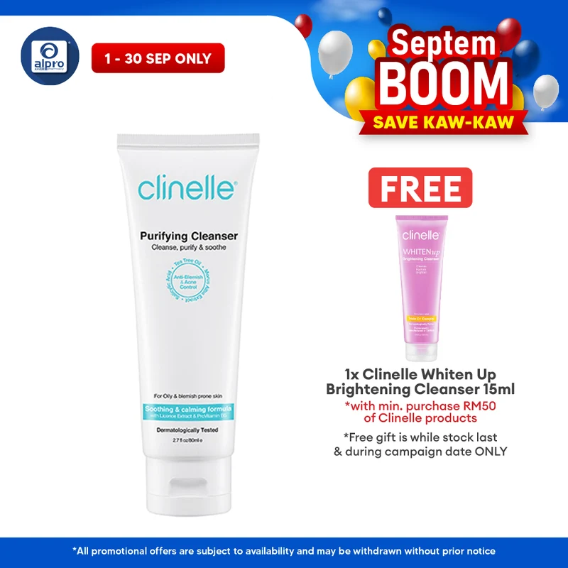 Clinelle Purifying Cleanser 80mL | Soothing & Calming Formula