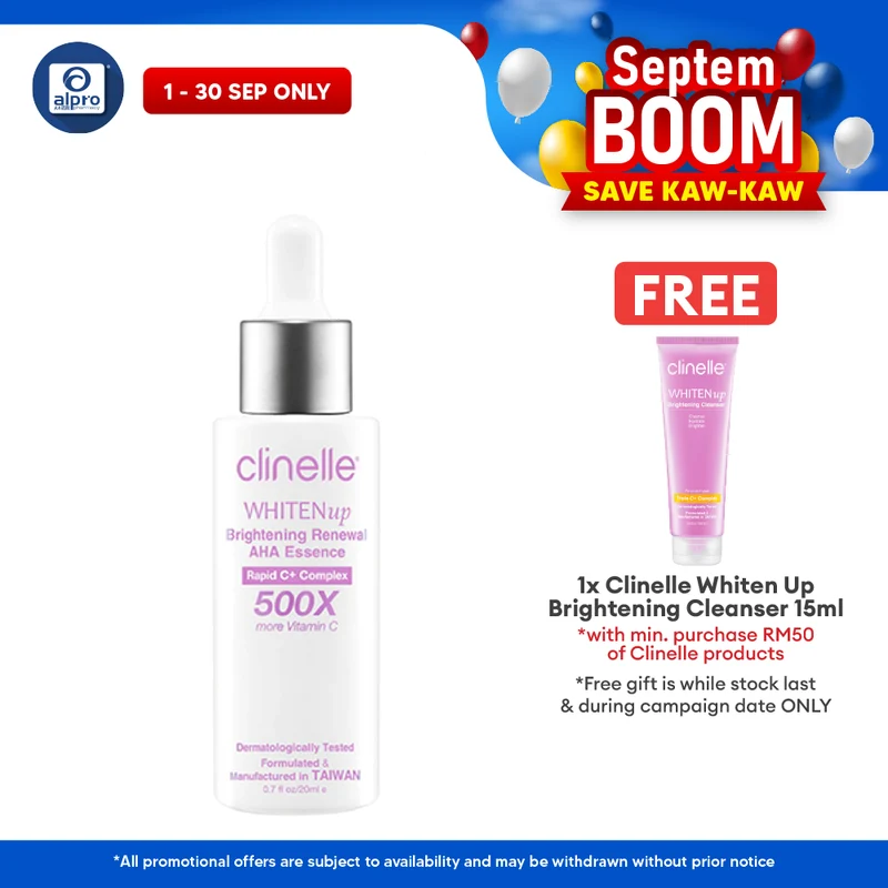 Clinelle WHITENup Brightening Renewal AHA Essence 20mL | Prevents Formation of Dark Spots