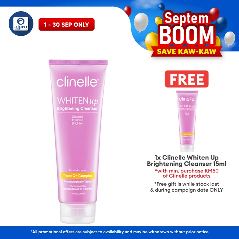 Clinelle WHITENup Brightening Cleanser 100mL | Gentle Non-Drying Formula & Whitens Skin