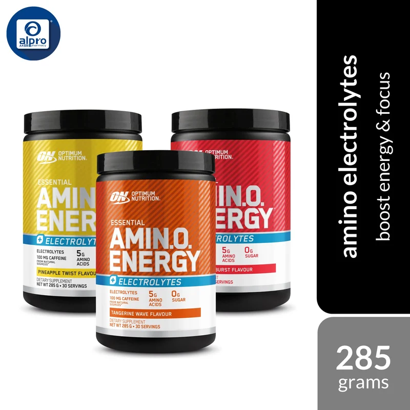 Optimum Nutrition Amin.O. Energy + Electrolytes (Pineapple/ Tangerine/ Strawberry) 285g | Boost Energy & Focus