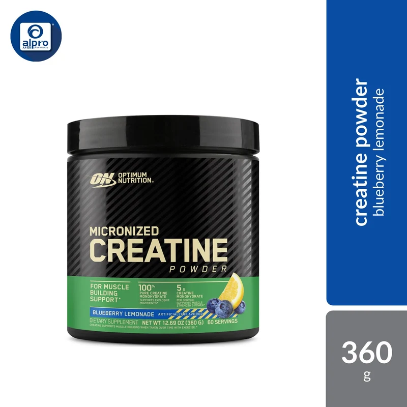 Optimum Nutrition Micronized Creatine (Blueberry Lemonade) 360g | Supports Muscle Strength & Power Building