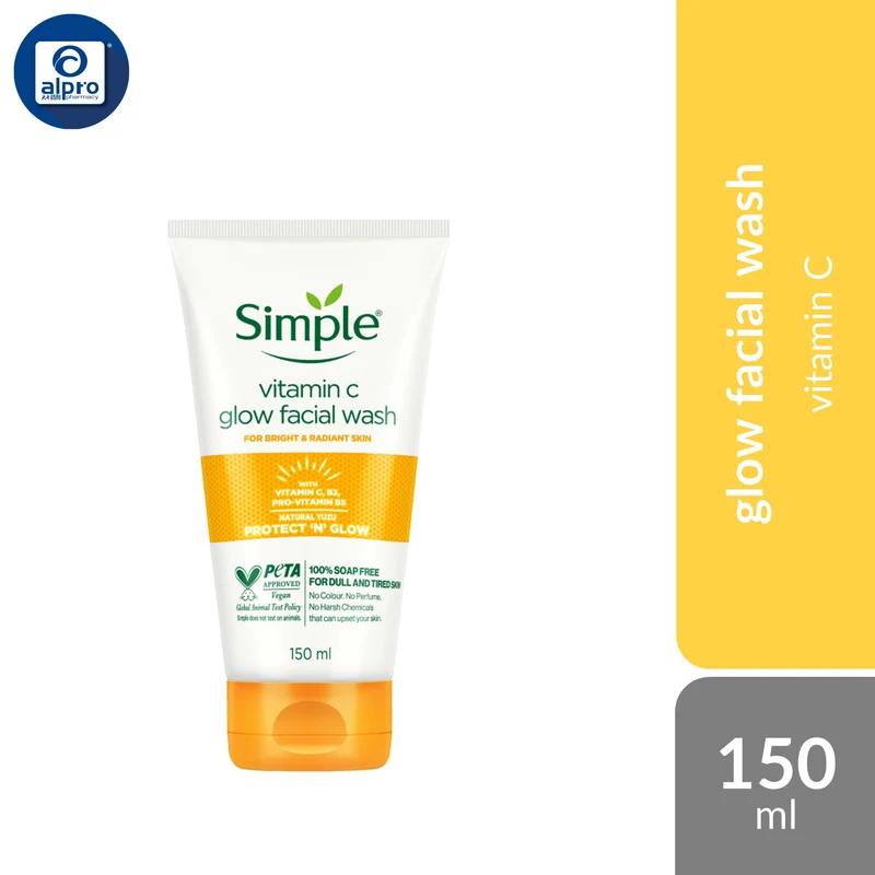 Simple Vitamin C Glow Facial Wash 150ml | Skin Feeling Clean, Fresh & Glowing