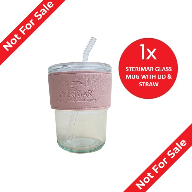 [Free Gift - Not For Sales] Sterimar Glass Mug With Lid & Straw