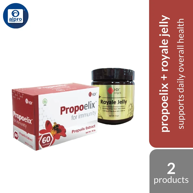 HDI Propoelix Capsules 60s + Liquid Royale Jelly Combo 150g | Supports Daily Overall Health