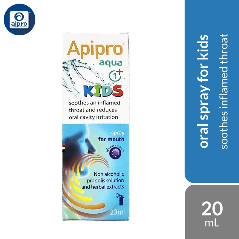 Apipro Aqua 1+ Kids Oral Spray 20mL | Gentle Oral & Throat Comfort Spray for Kids